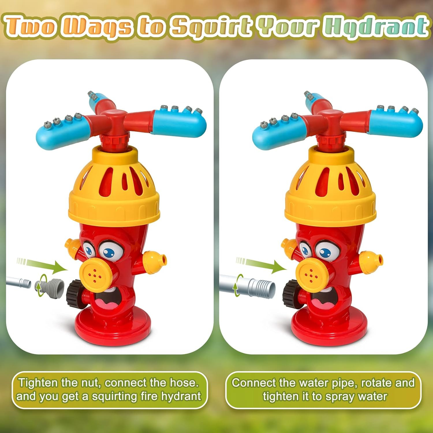 Hydrant Sprinkler for Kids with Roating Spray Nozzles,Water Kids Sprinkler for Toddlers Ages 1-3 ... | Amazon (US)
