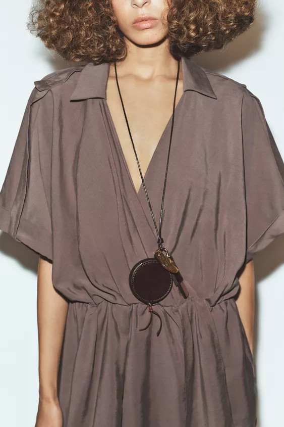 STONE LEATHER PURSE NECKLACE 100% | Zara UK