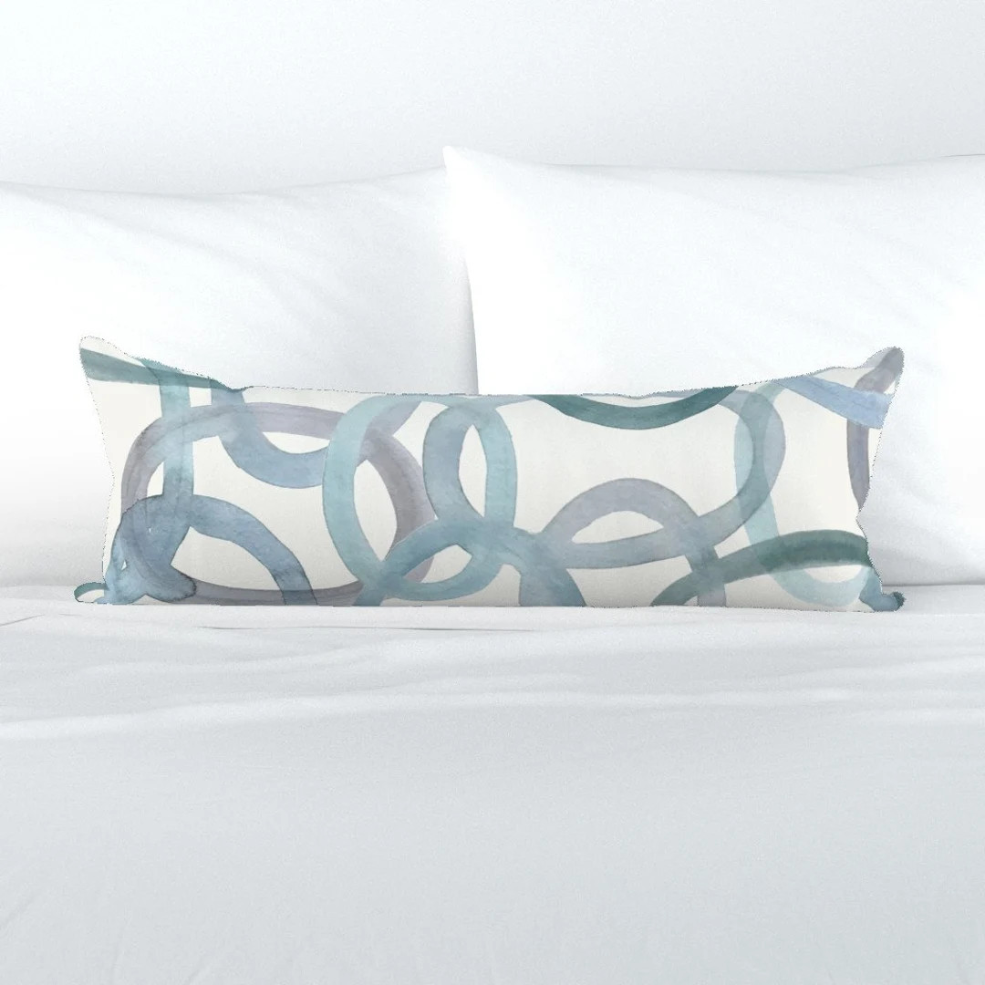 Blue Watercolor XL Lumbar Pillow - Watercolor Circles by danika_herrick - Abstract Modern Extra L... | Etsy (US)