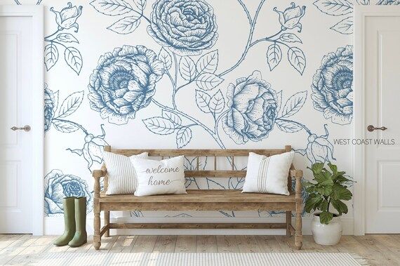 Sketched Peony Wallpaper / Line Floral Design / Floral | Etsy | Etsy (US)