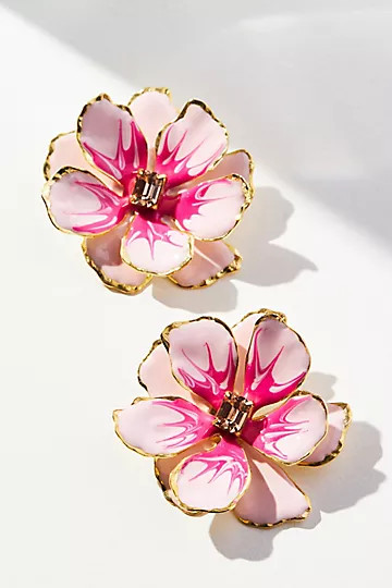 The Pink Reef Hand-Painted Earrings | Anthropologie (US)