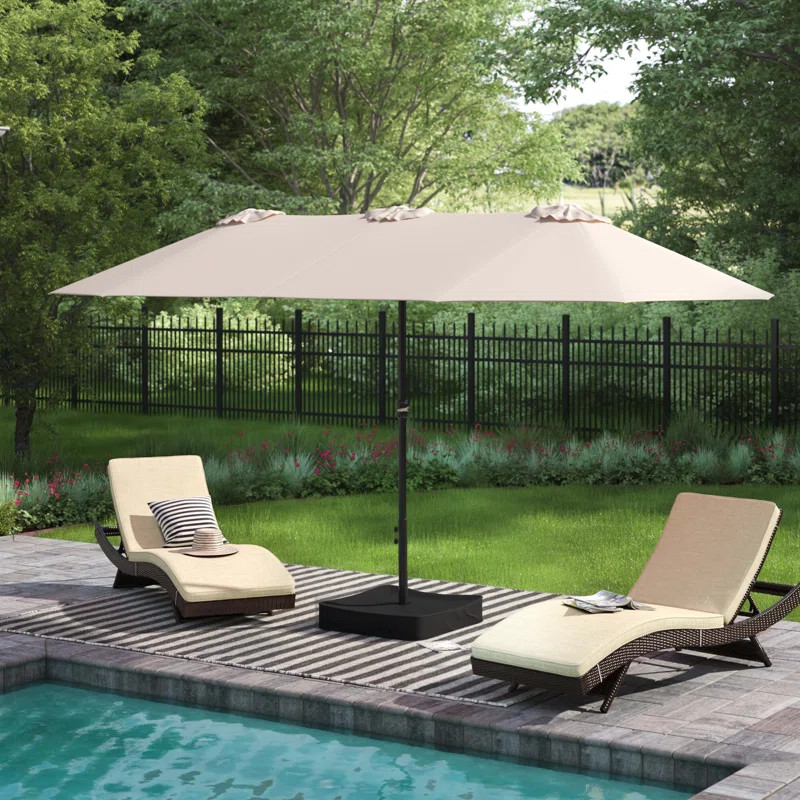 Nyasia 15 ft x 9 ft Rectangular Market Umbrella with Base | Wayfair North America