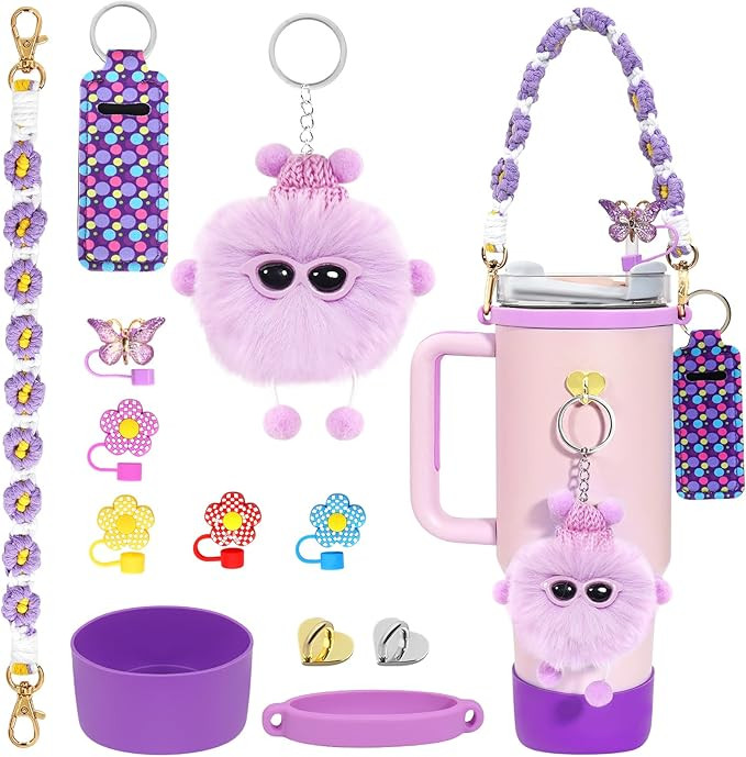 12PCS Stanley Cup Accessories Set,Decoration, Include Water Bottle Handle Strap, Boot, Straw Cove... | Amazon (US)