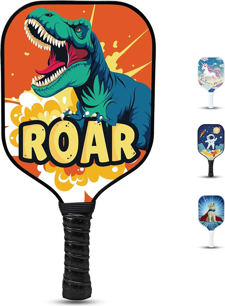 Kids Pickleball Paddle - Dinosaur Design | Lightweight Fiberglass Paddle for Children Under 12 (O... | Amazon (US)