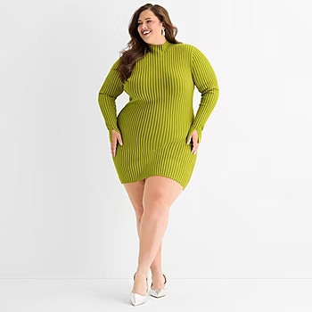 new!Ashley Graham Womens Plus Long Sleeve Casual Bodycon Dress | JCPenney