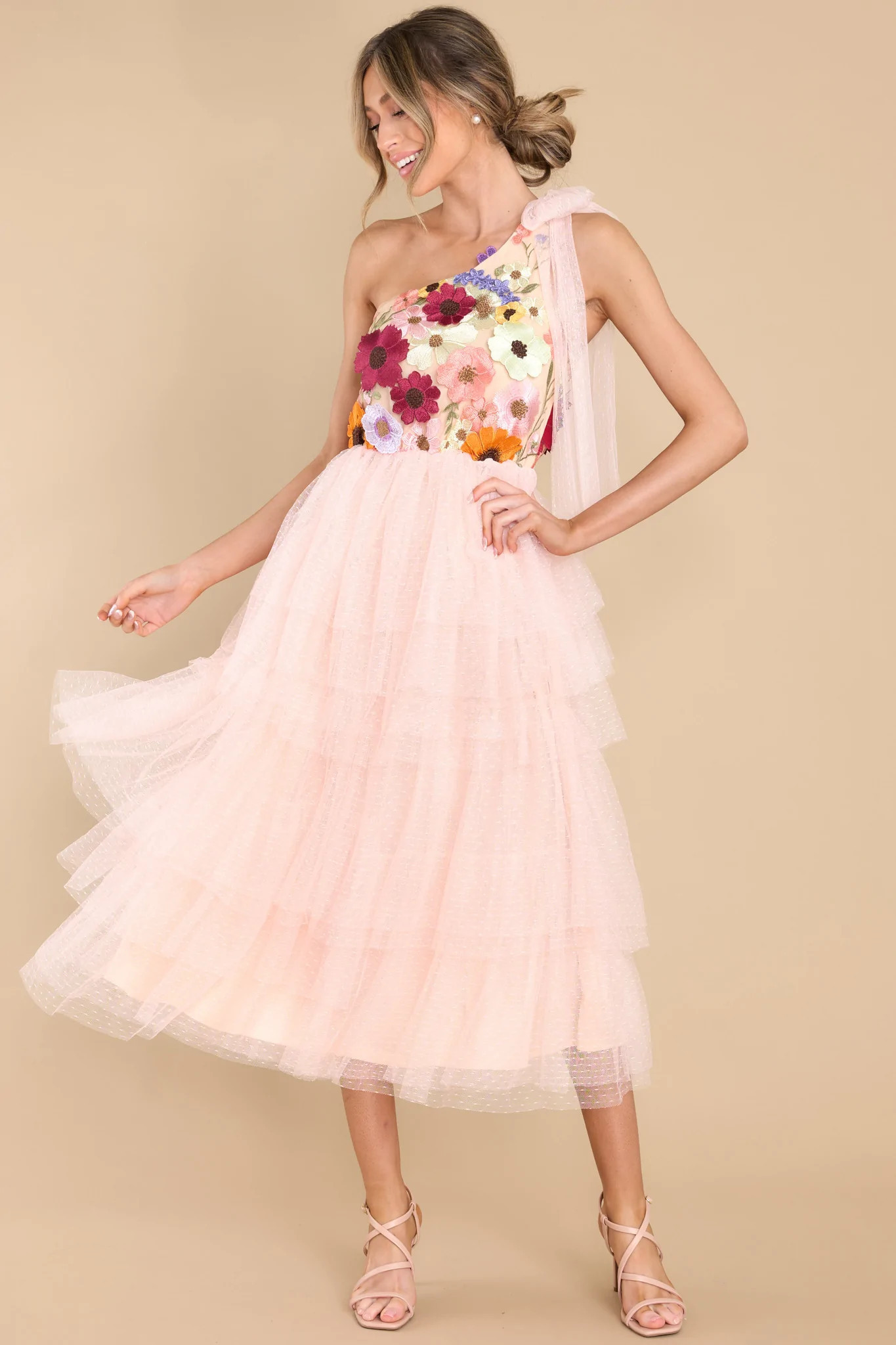 Midnight Garden Light Pink Floral Dress | Red Dress 