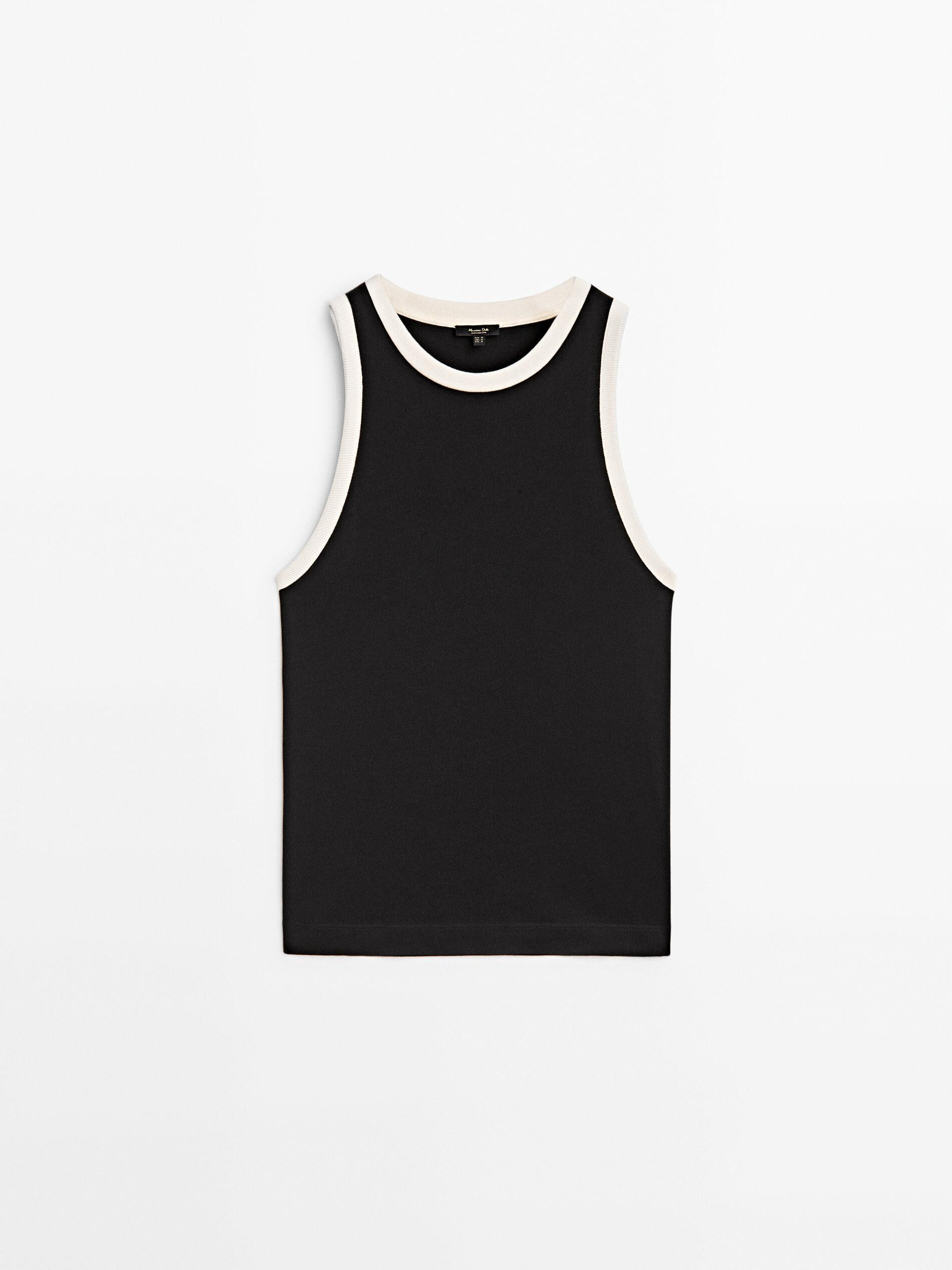 Sleeveless contrast T-shirt - Massimo Dutti United Kingdom | Massimo Dutti UK