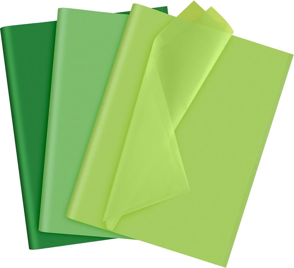 NEBURORA Assorted Green Tissue Paper Set 60 Sheets Gift Wrap Paper Tissue Art Paper 3 Colors for ... | Amazon (US)