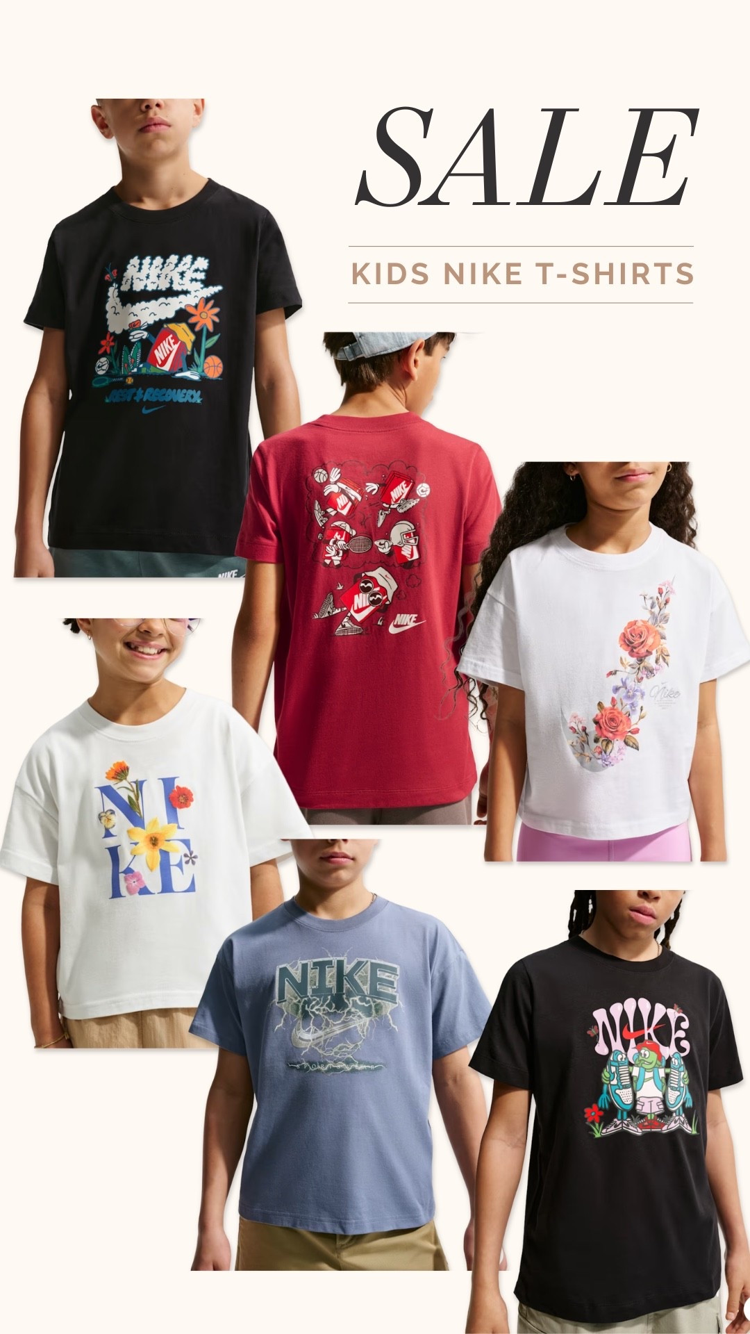 Kids Nike t-shirts on sale! Extra 25% off with code DAYONE.

#LTKKids #LTKmomlife #LTKSaleAlert