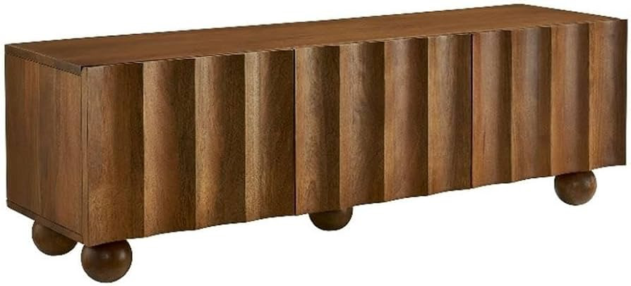 Modway Sorren 54 Inch Scalloped TV Stand in Walnut – 3 Door Media Console Cabinet – Modern St... | Amazon (US)