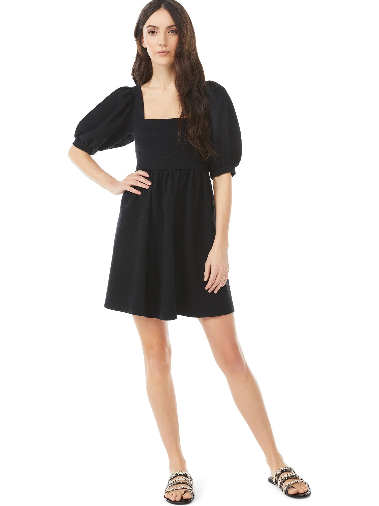 Scoop Women's Babydoll Dress with Puff Sleeves | Walmart (US)