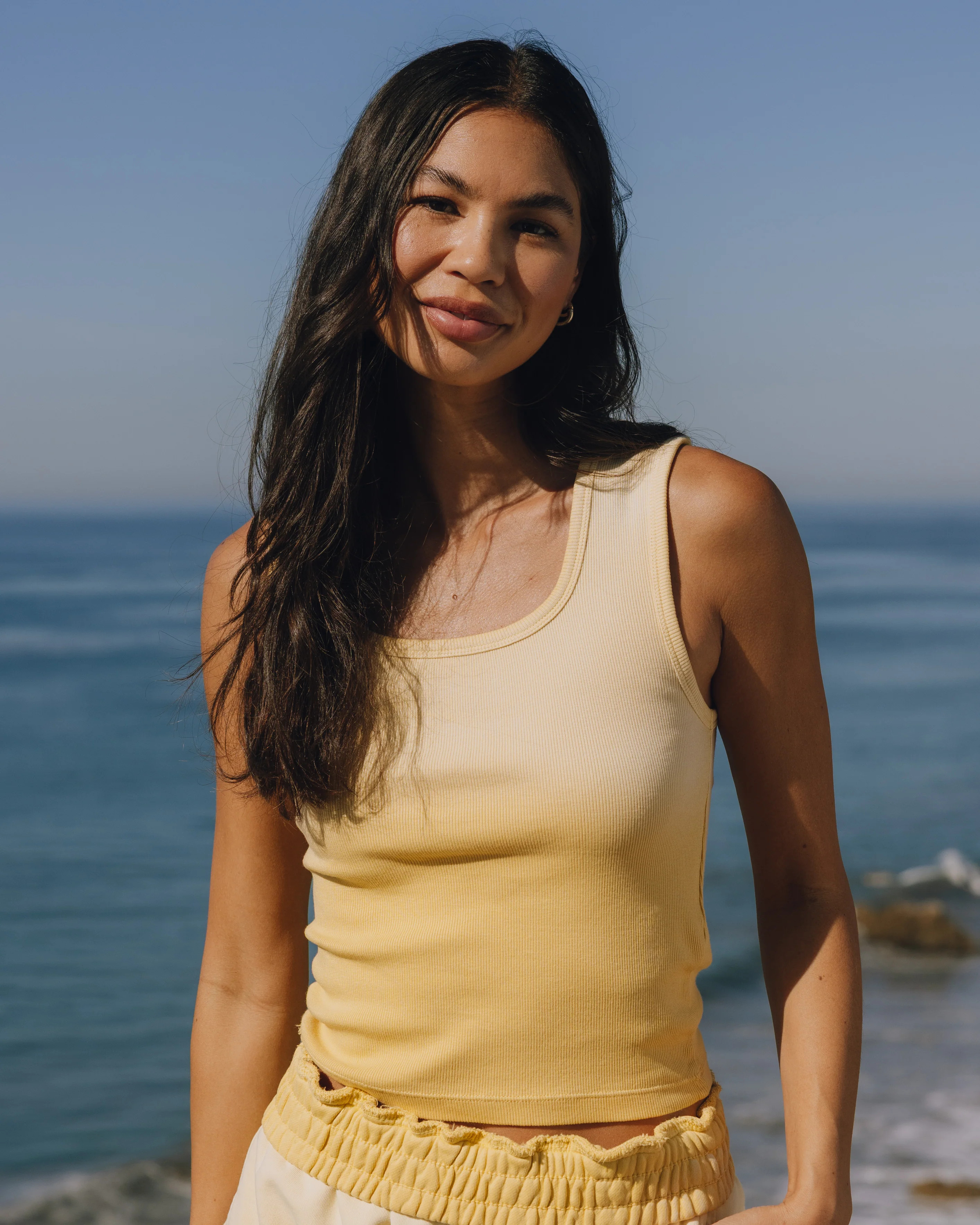 Square Neck Tank - Sunsoaked Sunny with Monochrome Patch | Daily Drills LLC