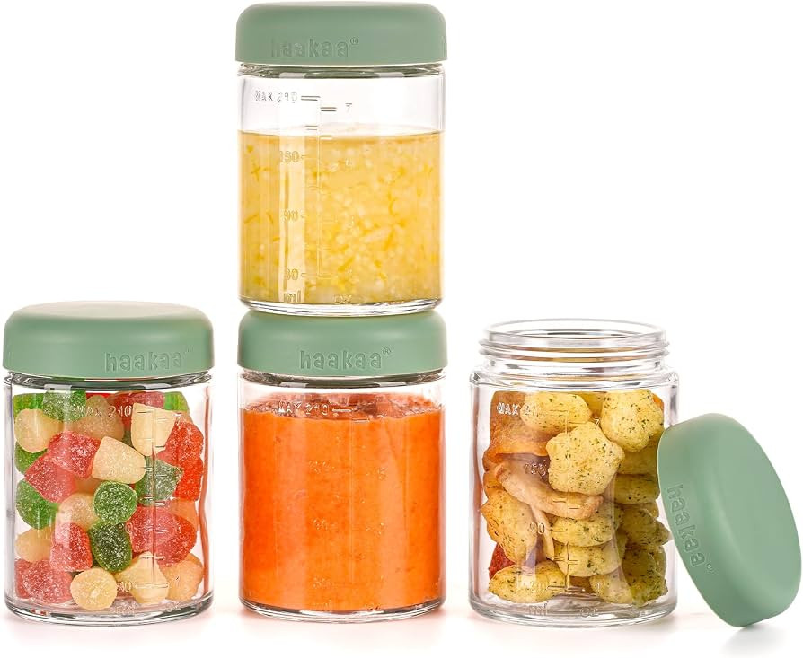 Haakaa Glass Baby Food Storage Container with Silicone Lid – 4pc 4 x 7oz,Premium Lab-Quality Bo... | Amazon (US)