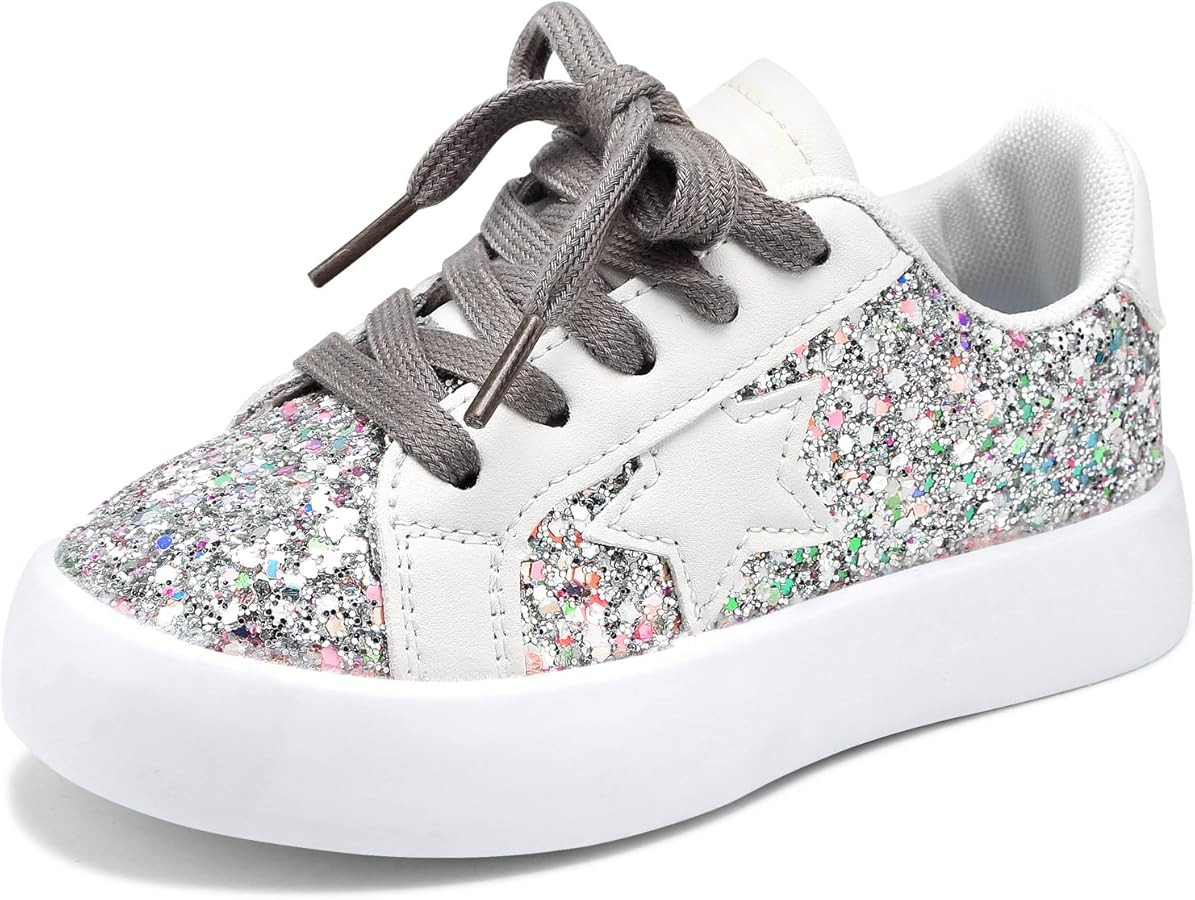 Girls Sneakers Glitter Tennis Shoes Lightweight Non-Slip Running Walking Shoes for Toddler/Little... | Amazon (US)