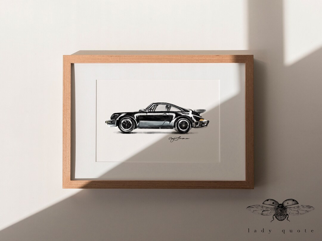 Vintage Car Wall Art, Porsche Sports Car Illustration, Gift for Boyfriend Dad, Automotive Printab... | Etsy (US)