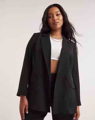 Black Relaxed Double Breasted Blazer | Simply Be (UK)