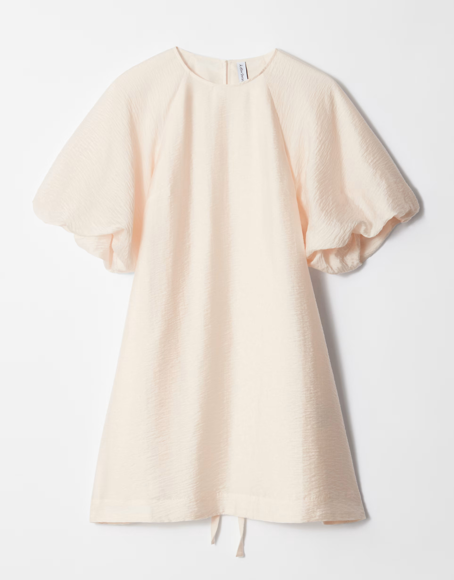 & Other Stories mini dress with puff sleeves with tie-back belt in white | ASOS | ASOS (Global)