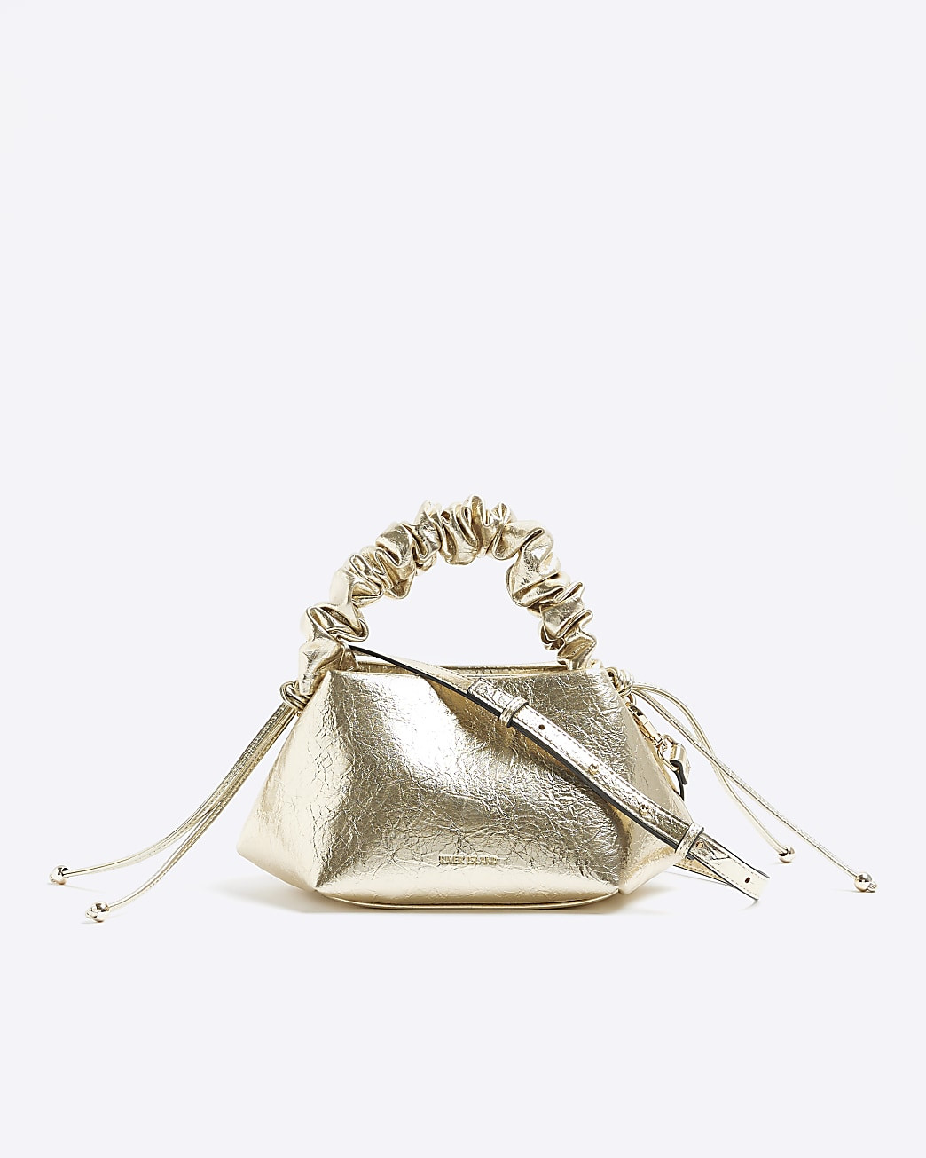 Gold Ruched Handle Cross Body Bag | River Island (UK & IE)