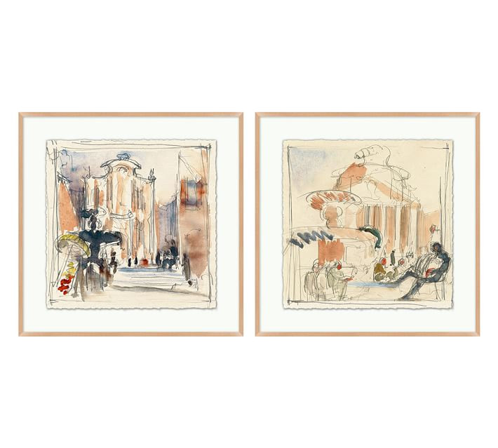 Piazza Sketch Framed Print | Pottery Barn (US)