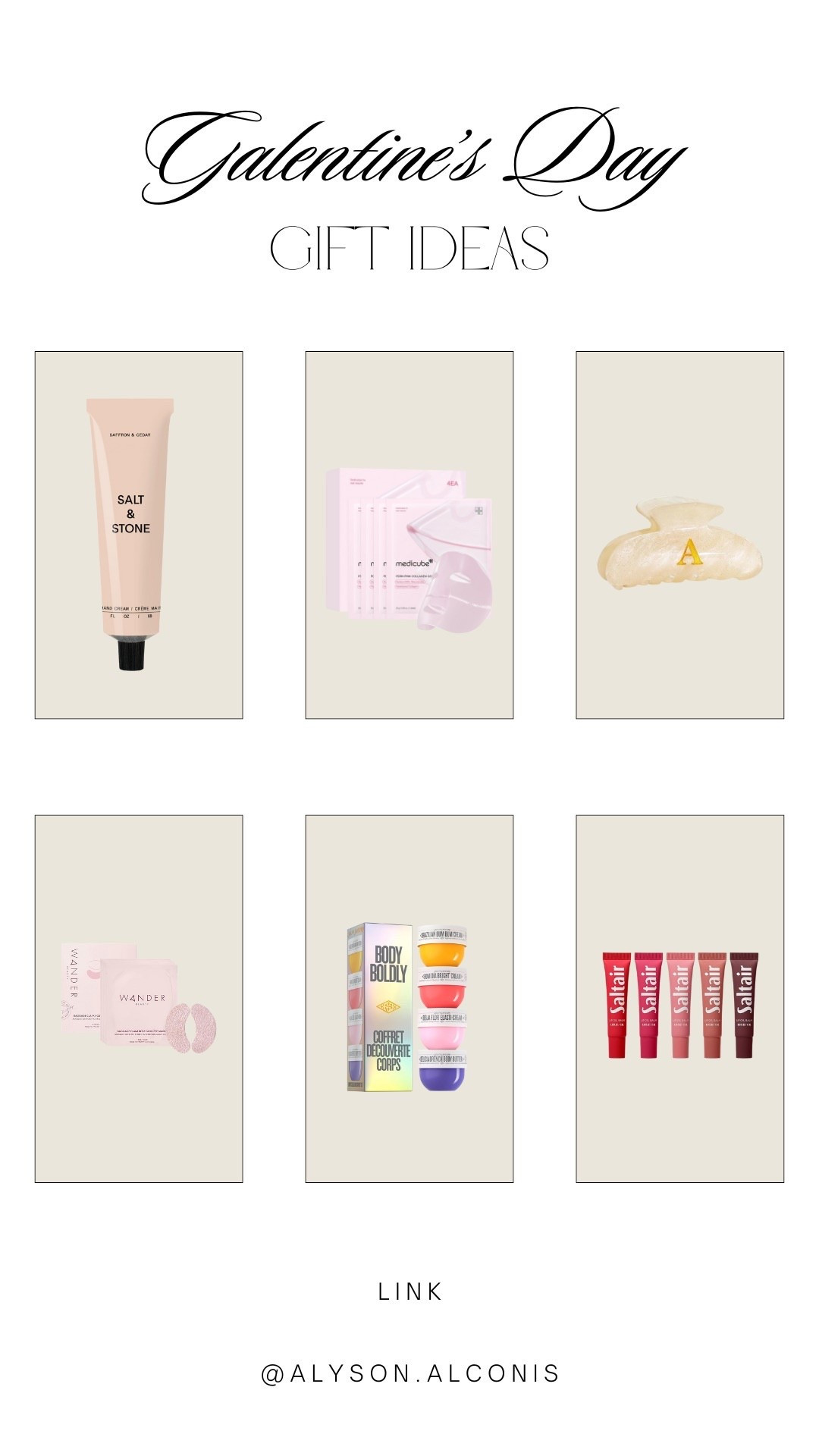 Valentine’s Day gift ideas — the perfect way to show you care! These picks are all about the little things that make life a bit more luxurious. From skincare and makeup to lip oils and body creams, there’s something here for everyone.

Perfect for:
❤️ Galentine’s Day gifts
🌹 Romantic gifts
🎁 Gifts for loved ones
✨ Pampering yourself

These picks are perfect for showing someone you care. Whether it’s for a friend, partner, or just for yourself, these gift ideas are sure to make any day feel a little more special.

Follow for more style and beauty tips:
IG: @alyson.alconis
TT: @alysonalconis Galentine’s day gift ideas 

#LTKValentine