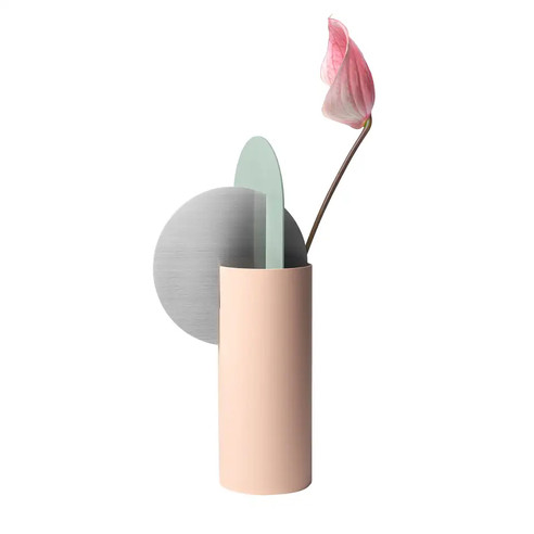 Modern Metal Vase Yermilov CS8 by Noom with Brushed Stainless Steel