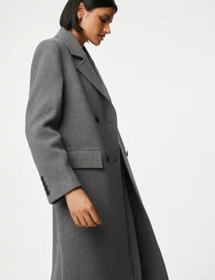 Double Breasted Longline Coat with Wool | Marks and Spencer US