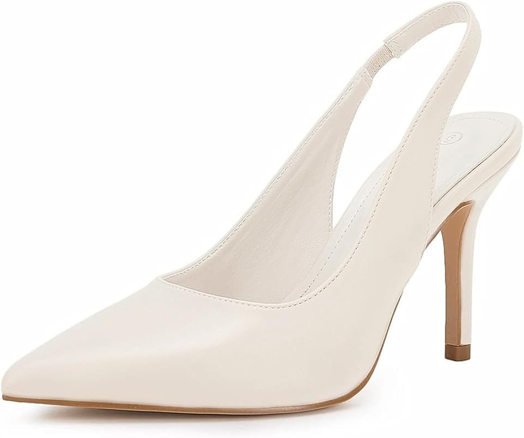 Womens Slingback Pointed Toe Stiletto Pumps Slip-on High Heels Office Lady Sandals Party Prom Dre... | Amazon (US)