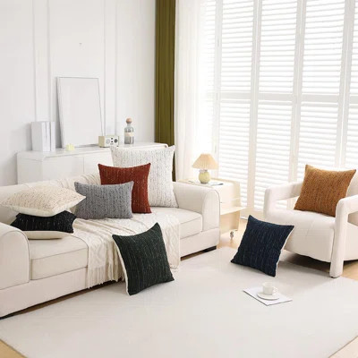 Textured Boucle 20x20 Neutral Striped Pillow Cover for Sofa, Bed, Chair | Wayfair North America