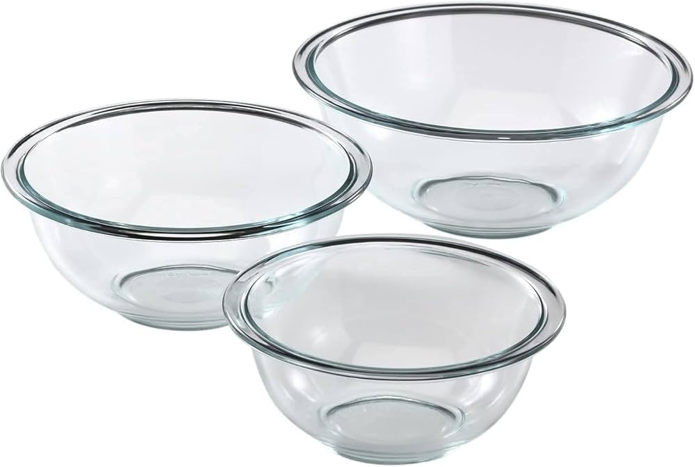 Pyrex Glass, 3-Piece, 3 PC Mixing Bowl Set | Amazon (US)