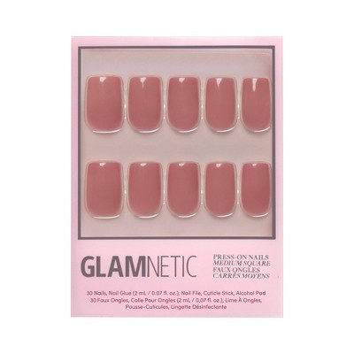 Glamnetic Fake Nails - Dusty Pink - 30ct - Ulta Beauty: Square Shape, Gloss Finish | Target