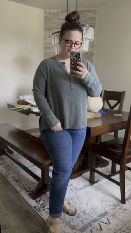 This cozy Henley is stretchy and so comfy with curvy stretch jeans!

Winter outfit, over 30, green, long sleeve, casual outfit 

#LTKmidsize #LTKVideo #LTKstyletip