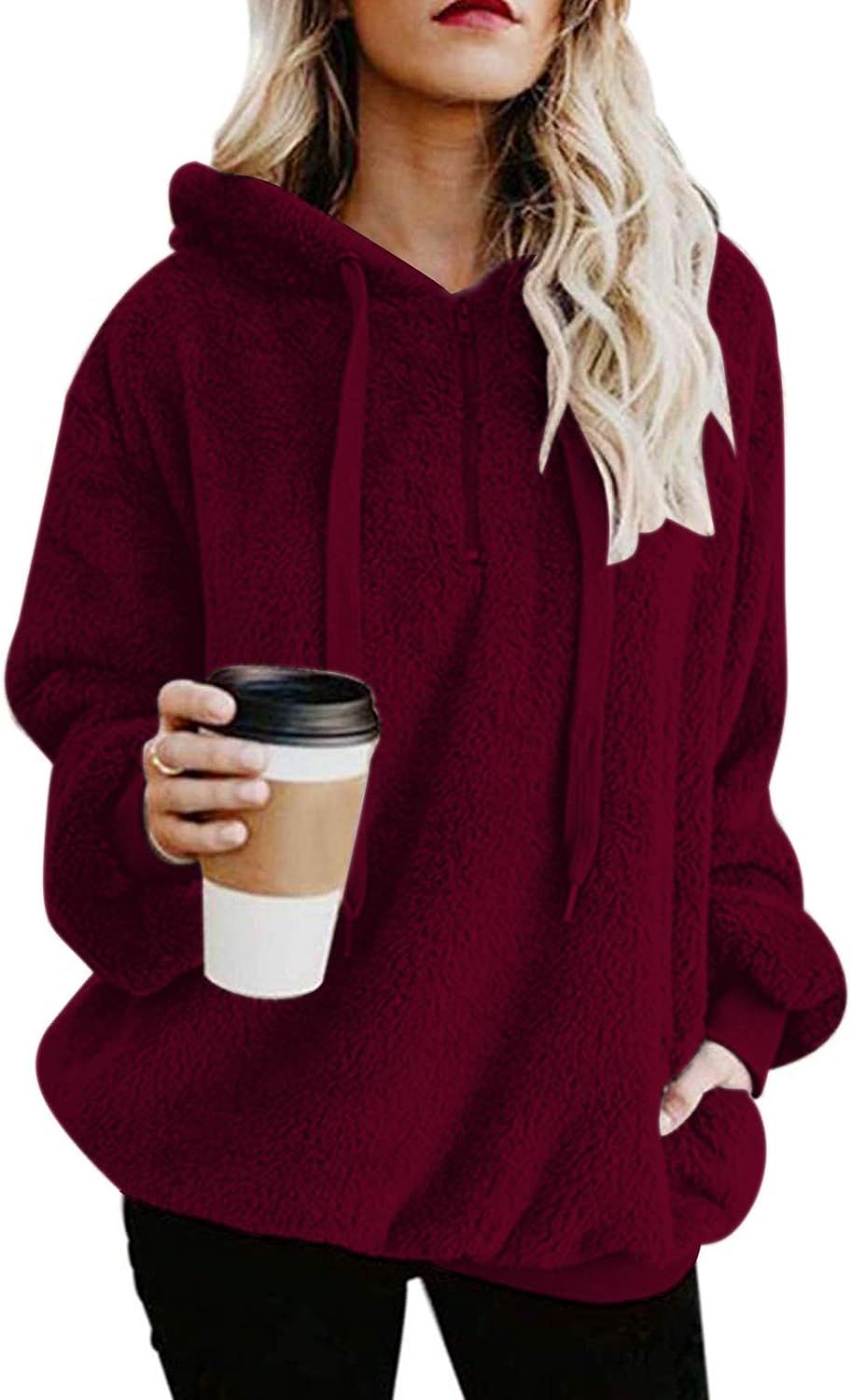 Century Star Womens Fuzzy Hoodies Pullover Cozy Oversized Pockets Hooded Sweatshirt Athletic Flee... | Amazon (US)