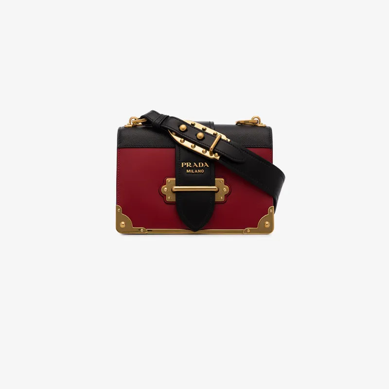 Prada red classic cahier shoulder bag | Browns Fashion