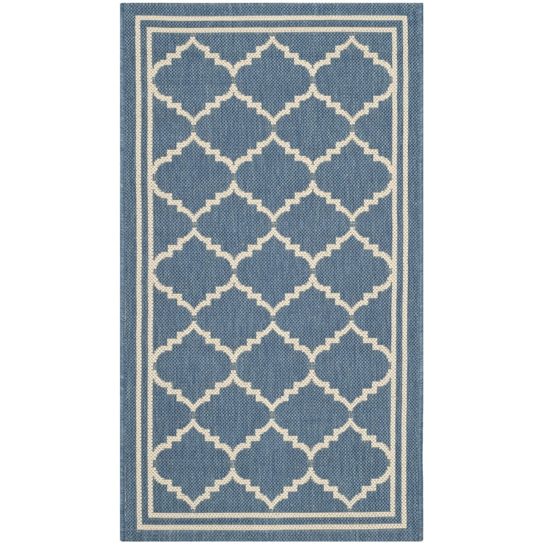 SAFAVIEH Courtyard Amy Geometric Indoor/Outdoor Area Rug, 2' x 3'7", Blue/Beige | Walmart (US)