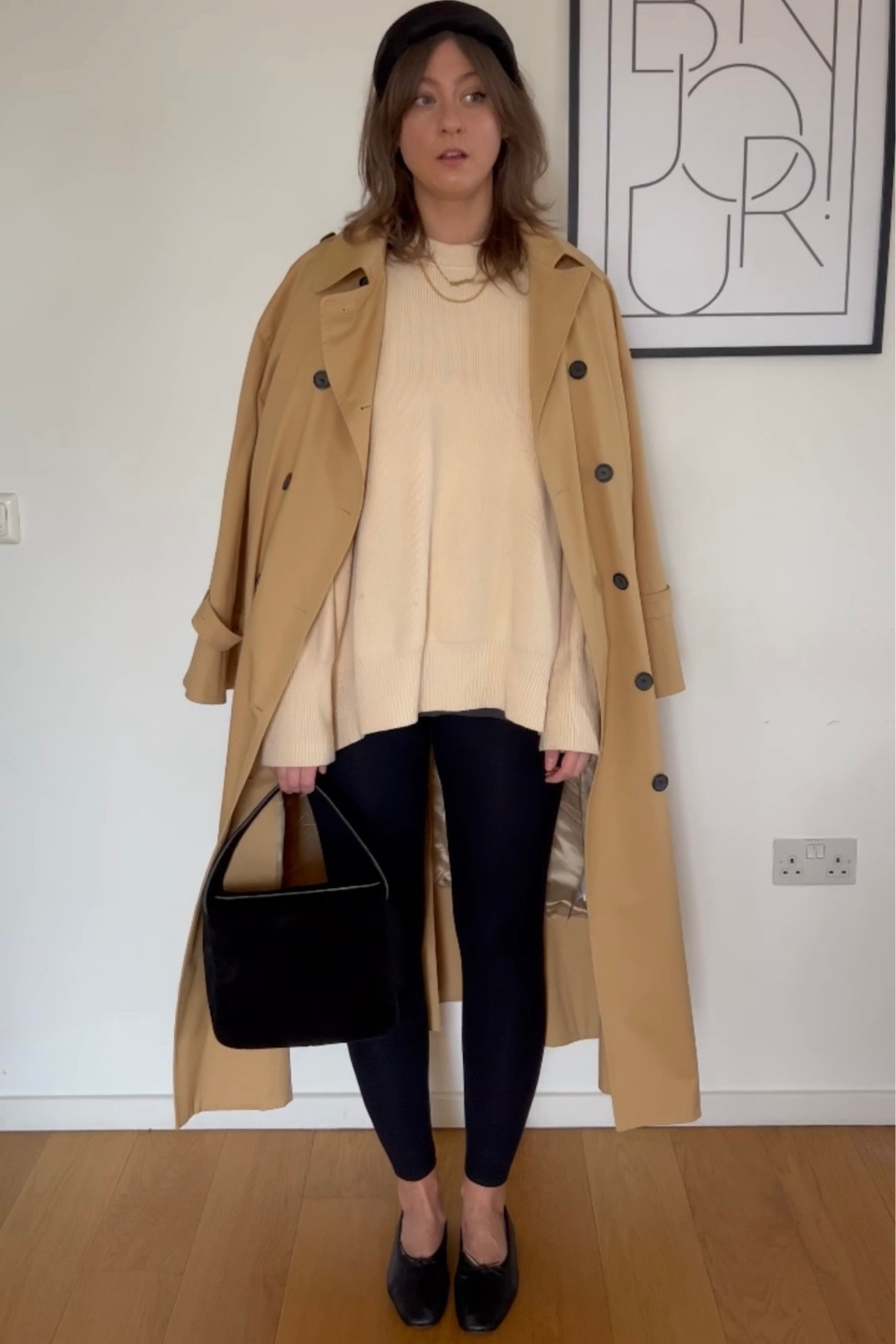 Styling ballet flats - a trench coat, oversized knit and leggings 🖤 

#LTKstyletip #LTKshoecrush #LTKeurope