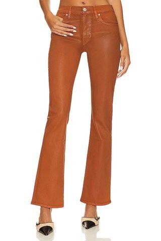 Hudson Jeans Barbara High Rise Baby Flare in Coated Caramel Cafe from Revolve.com | Revolve Clothing (Global)