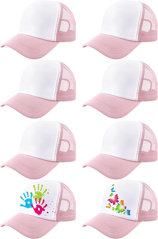 8 Pack Kids Sublimation Caps DIY Blank Trucker Cap Summer Mesh Baseball Hat for Boys Girls Outdoo... | Amazon (US)
