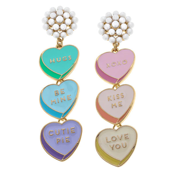 Conversation Hearts Enamel Drop Earrings in Multi | CANVAS