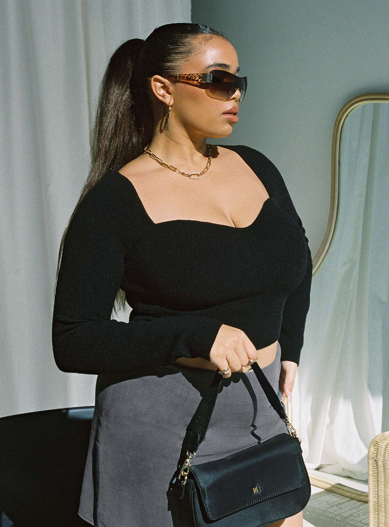 Alima Long Sleeve Top Black Curve | Princess Polly US