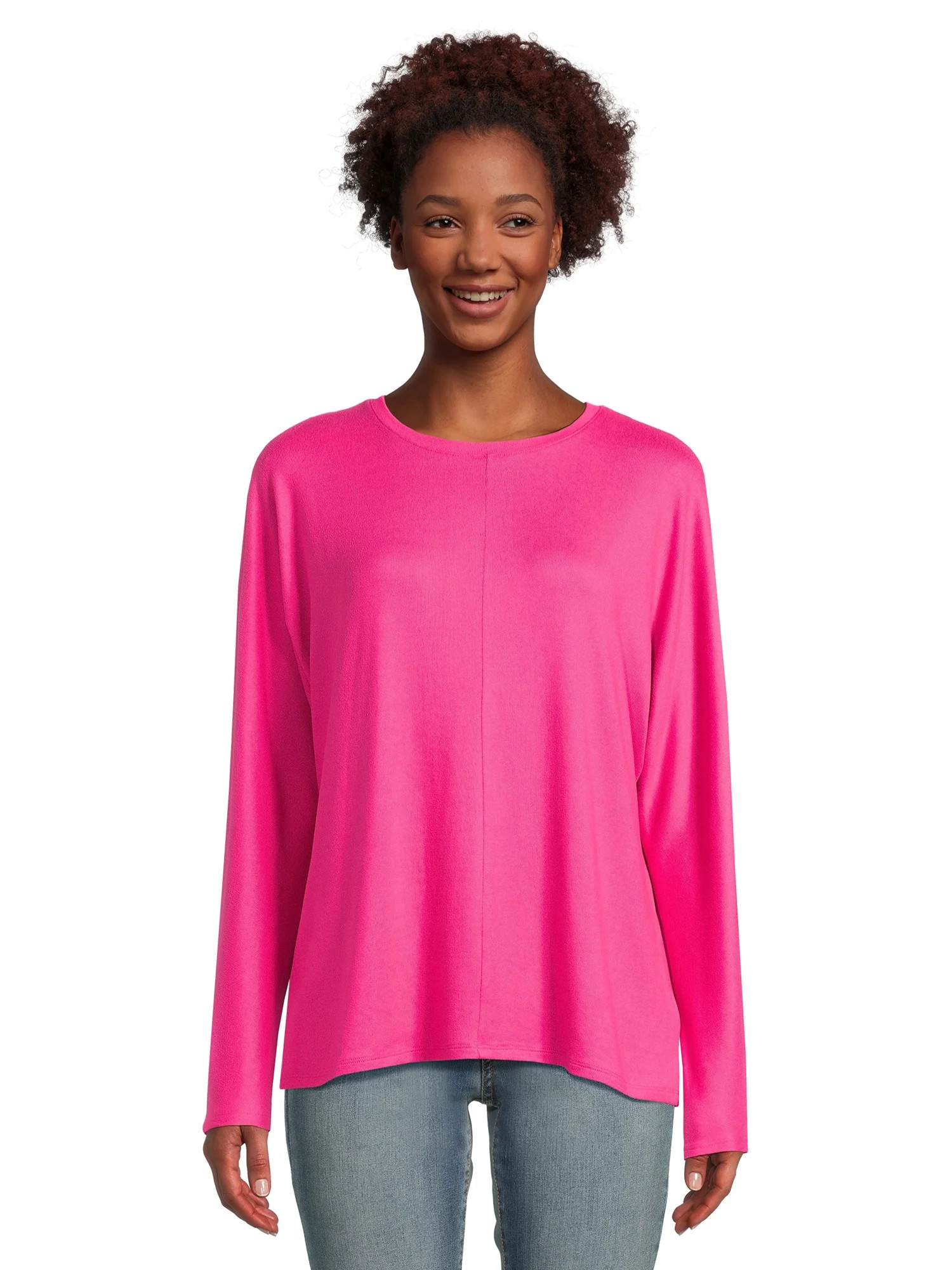 Time and Tru Women's Hacci Knit Crewneck Pullover Top, Sizes S-XXXL - Walmart.com | Walmart (US)