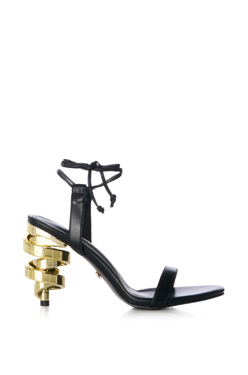 AZALEA WANG MATALIA SPIRAL HEEL BLACK SANDAL | AKIRA