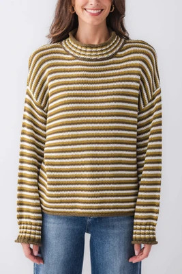 By Together Striped Mockneck Sweater | Social Threads