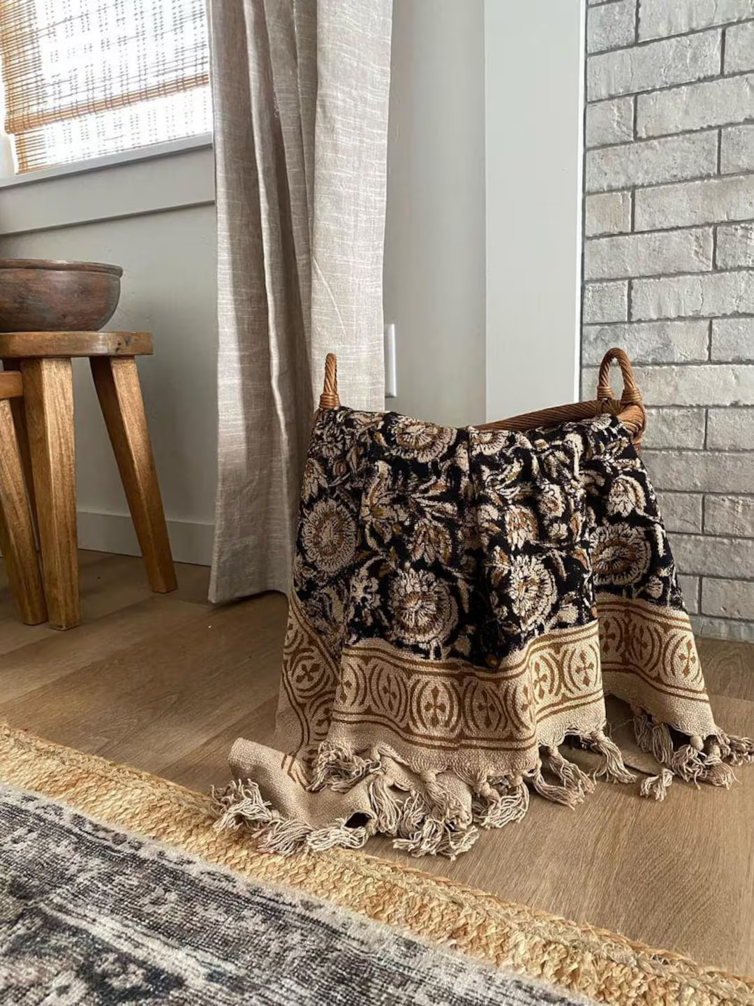 Premium Vintage Inspired Throw Handmade Throw, Floral Print Cotton Blanket, Decorative Throw With... | Etsy (US)