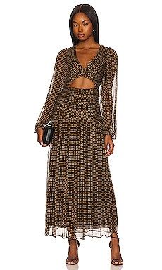 Shona Joy Sofia Ruched Cut Out Midi Dress in Black & Sand from Revolve.com | Revolve Clothing (Global)