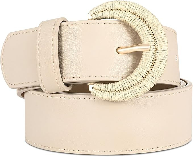 Women's Leather Belts for Dresses black Leather Waist Belt Fashion Ladies Belts | Amazon (US)