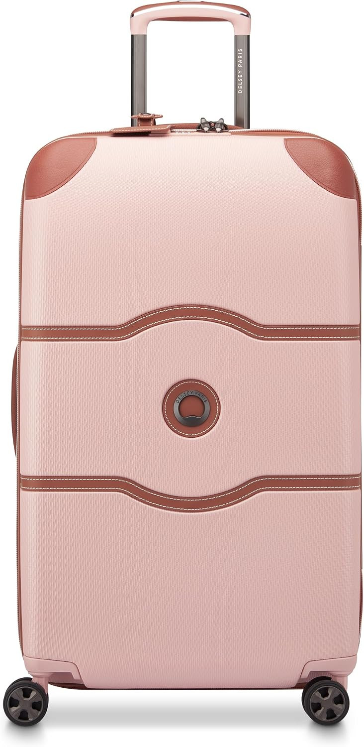 DELSEY PARIS Chatelet Air 2.0 Checked Luggage Trunk 26 Inch, Hardside Polycarbonate Suitcase, Dual-Density Spinner Wheels, TSA Lock, Blush Pink | Amazon (US)