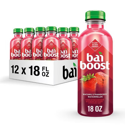 Bai Boost Watamu Strawberry Watermelon, Antioxidant Infused Beverage - 18 Fl Oz Bottle (Pack of 12) | Target