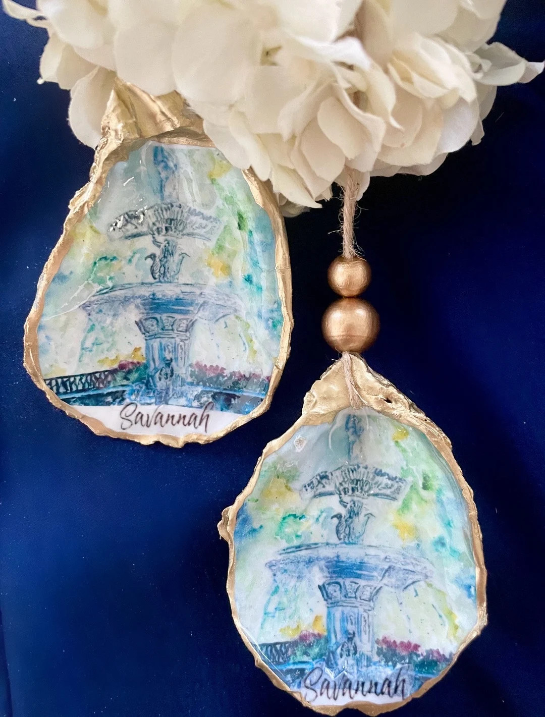 Decoupage Golden Oyster Shell - Savannah, Forsyth Park Fountain Ring Dish or Ornament - Etsy | Etsy (US)