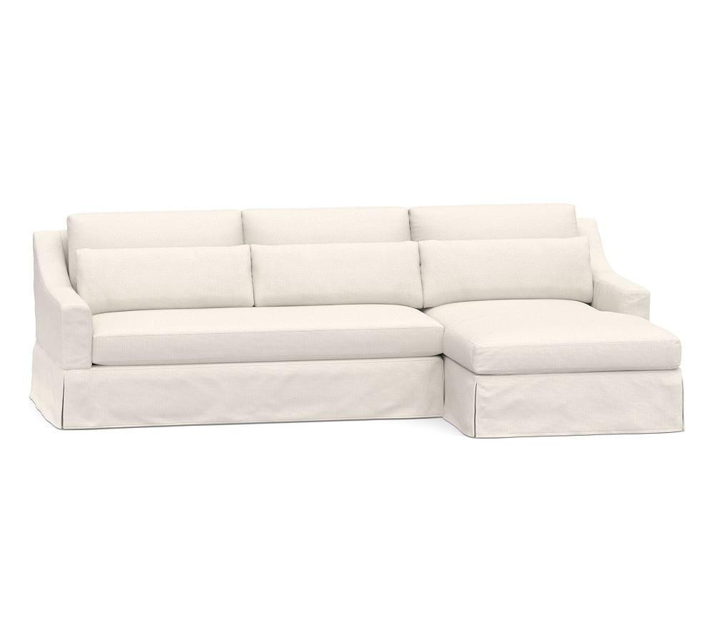 York Slope Arm Deep Seat Slipcovered Sofa Double Wide Chaise Sectional | Pottery Barn (US)