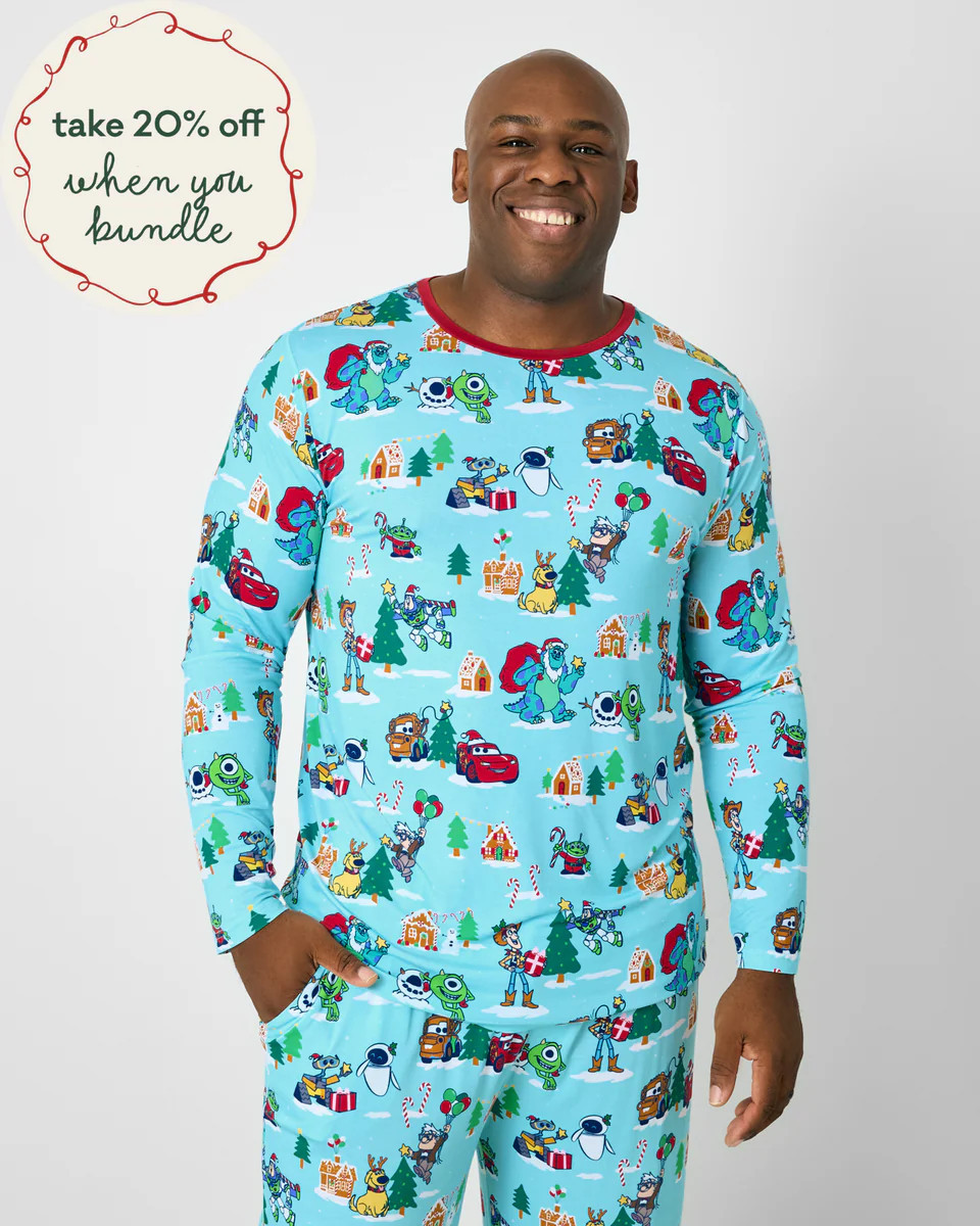 Pixar Christmas Village Men's Long Sleeve Pajama Top | Little Sleepies